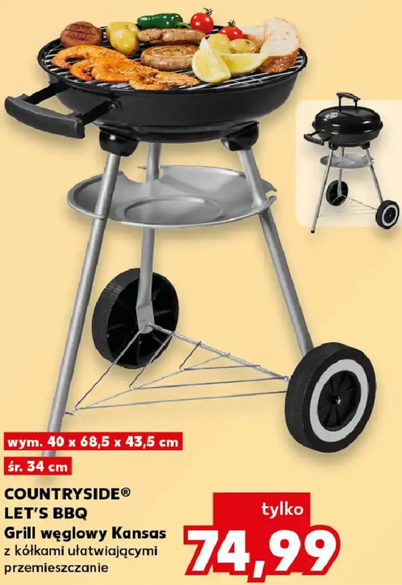 COUNTRYSIDE® LET'S BBQ Grill węglowy Kansas