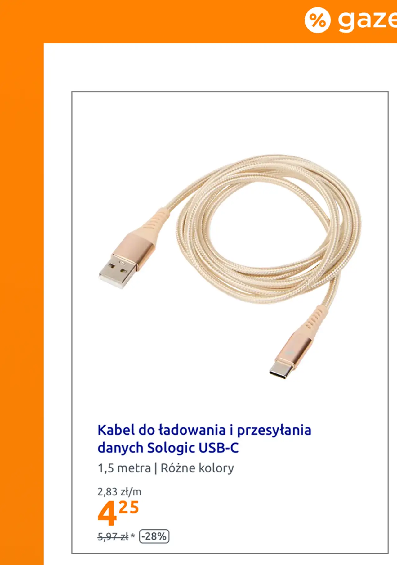 Kabel do ładowania i przesyłania danych Sologic USB-C
