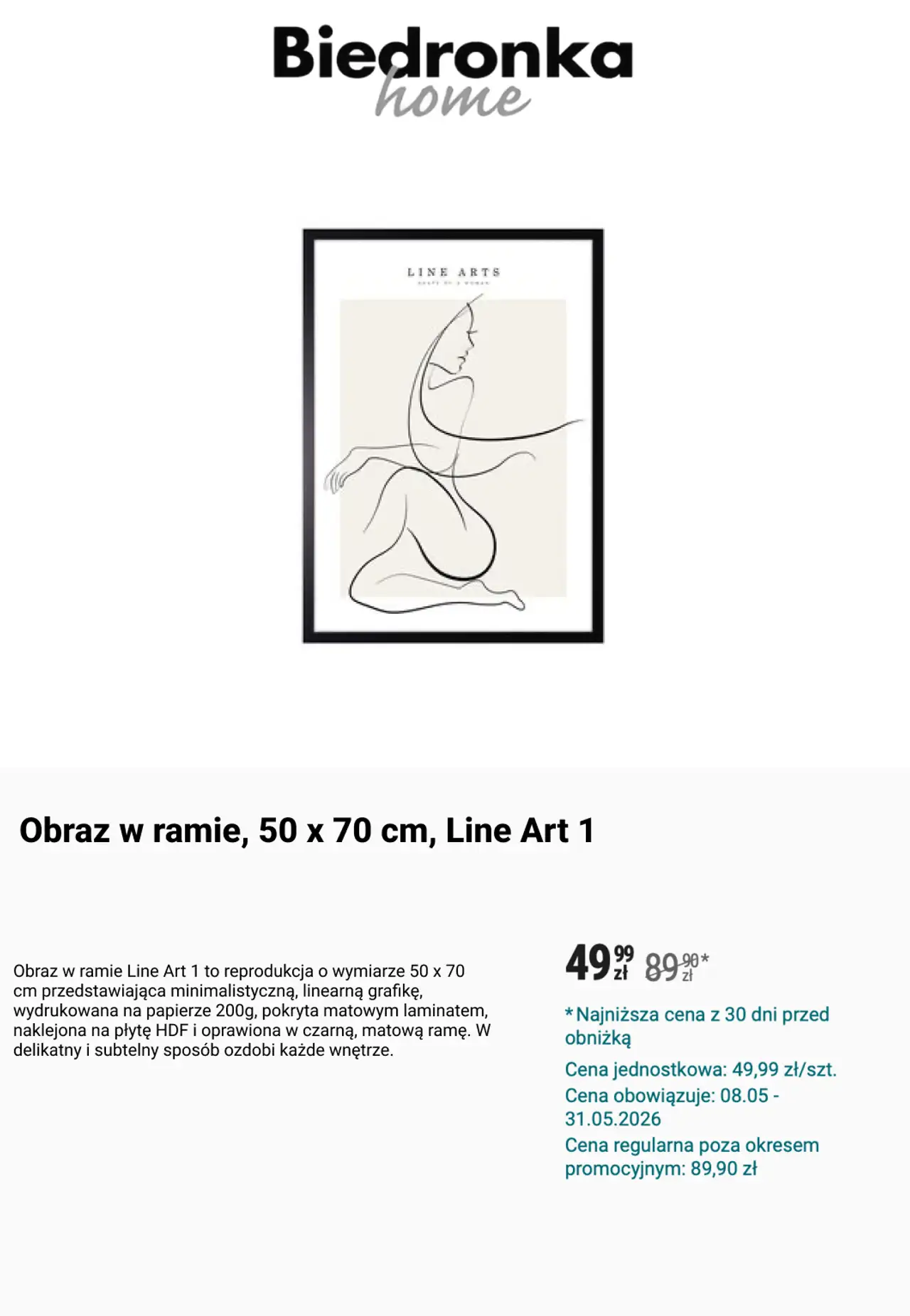 Obraz w ramie, 50 x 70 cm, Line Art 1