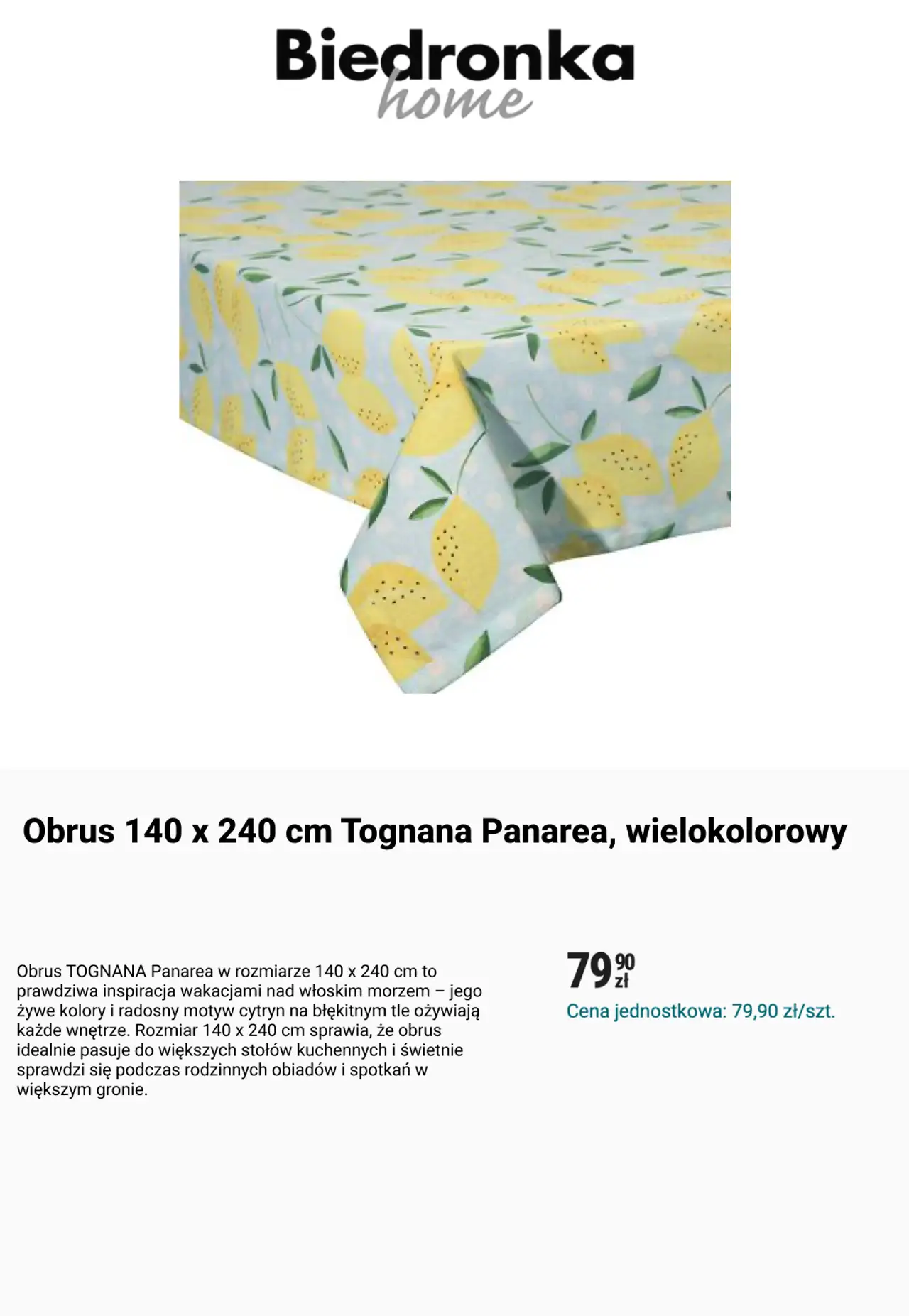 Obrus 140 x 240 cm Tognana Panarea