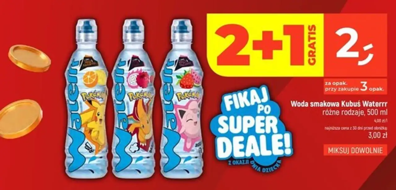 Woda smakowa Kubuś Waterrr, różne rodzaje