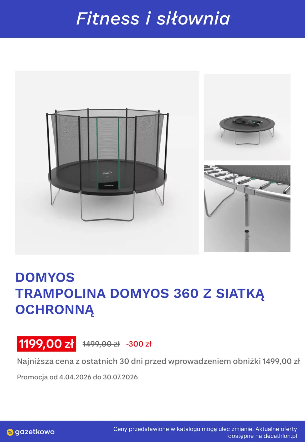 DOMYOS TRAMPOLINA DOMYOS 360 Z SIATKĄ OCHRONNĄ