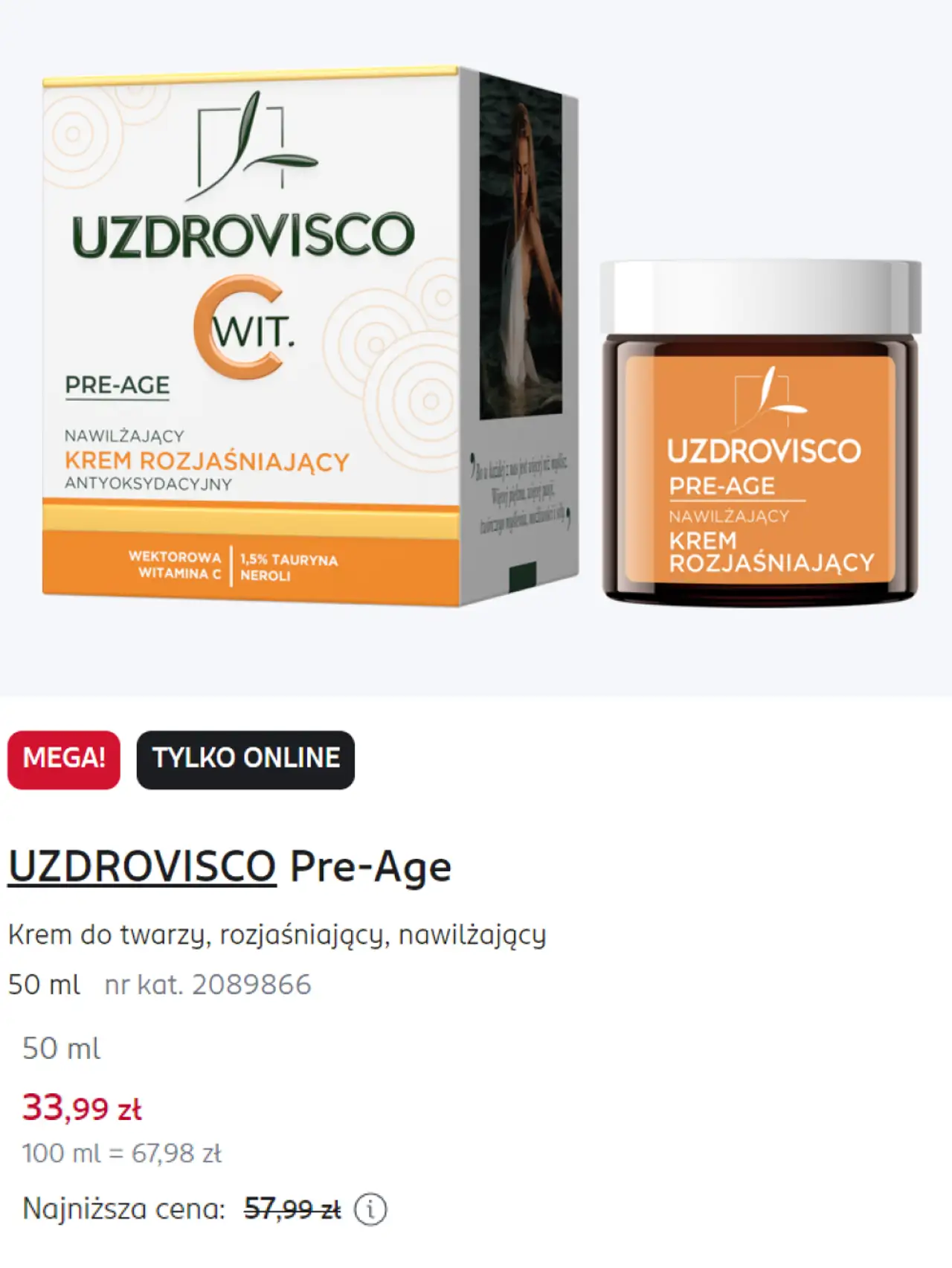 UZDROVISCO Pre-Age Krem do twarzy, rozjaśniający, nawilżający