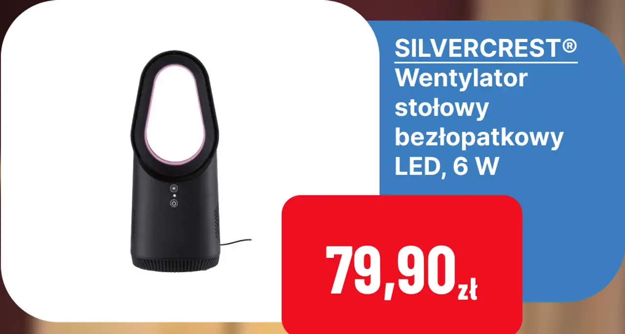 SILVERCREST® Wentylator stołowy bezłopatkowy LED, 6 W