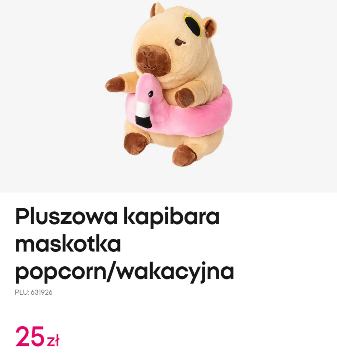Pluszowa kapibara maskotka popcorn/wakacyjna