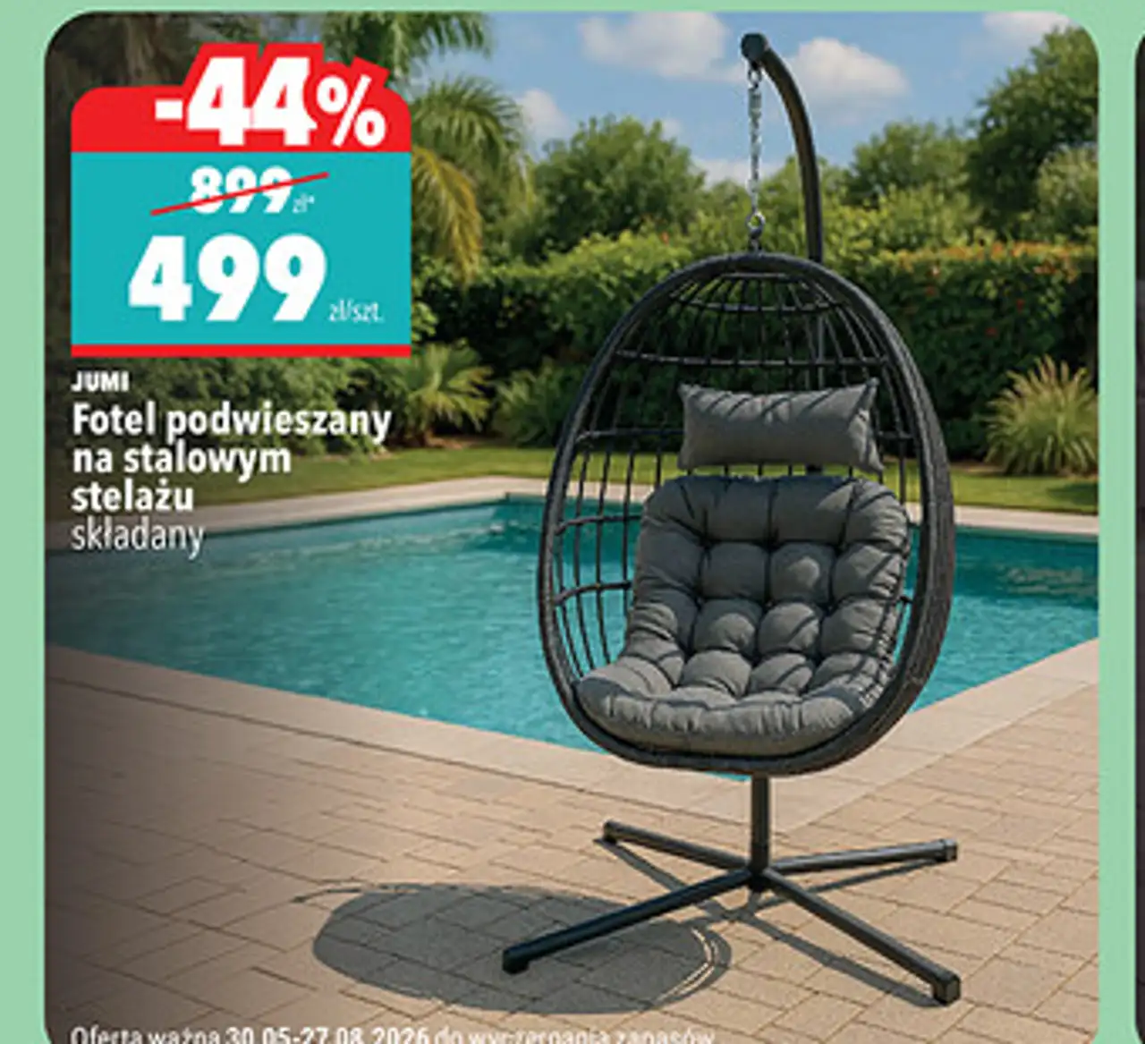 Jumi Fotel podwieszany na stalowym stelażu składany