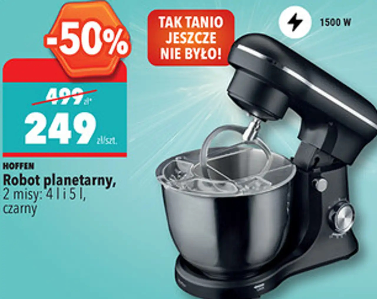 Hoffen Robot planetarny, 2 misy: 4 l i 5 l, czarny