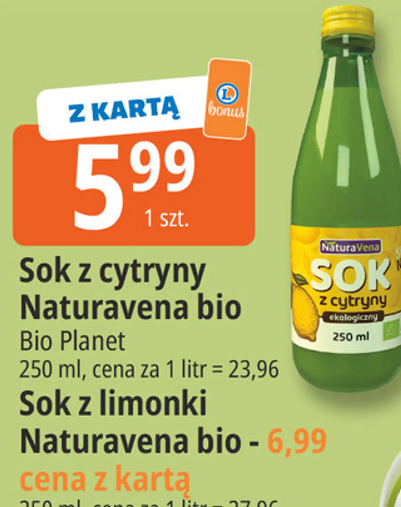 Naturavena Sok z cytryny bio / Sok z limonki bio