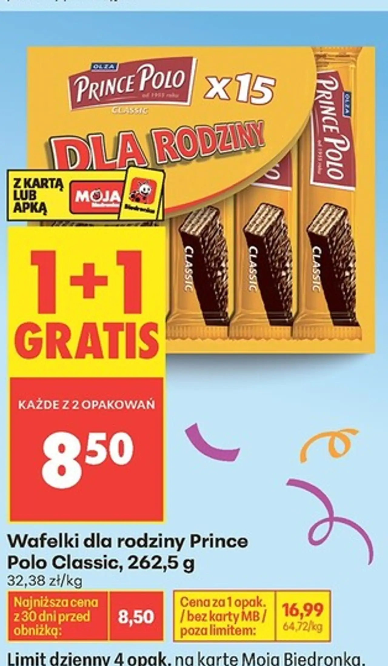 Wafelki dla rodziny Prince Polo Classic, 262,5 g