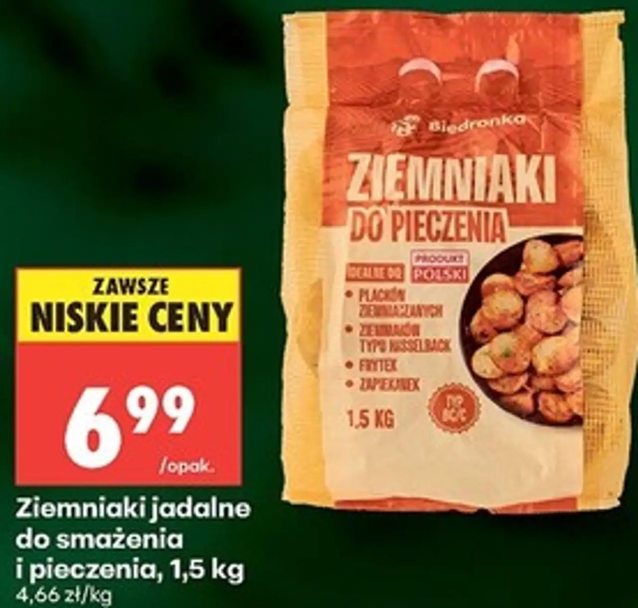 Ziemniaki jadalne do smażenia i pieczenia, 1,5 kg Biedronka
