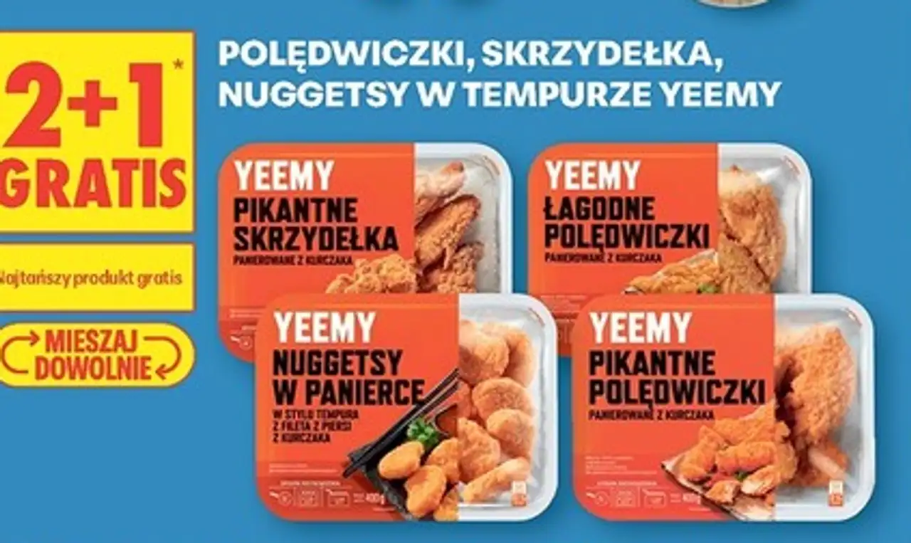 Polędwiczki, skrzydełka, nuggetsy w tempurze Yeemy