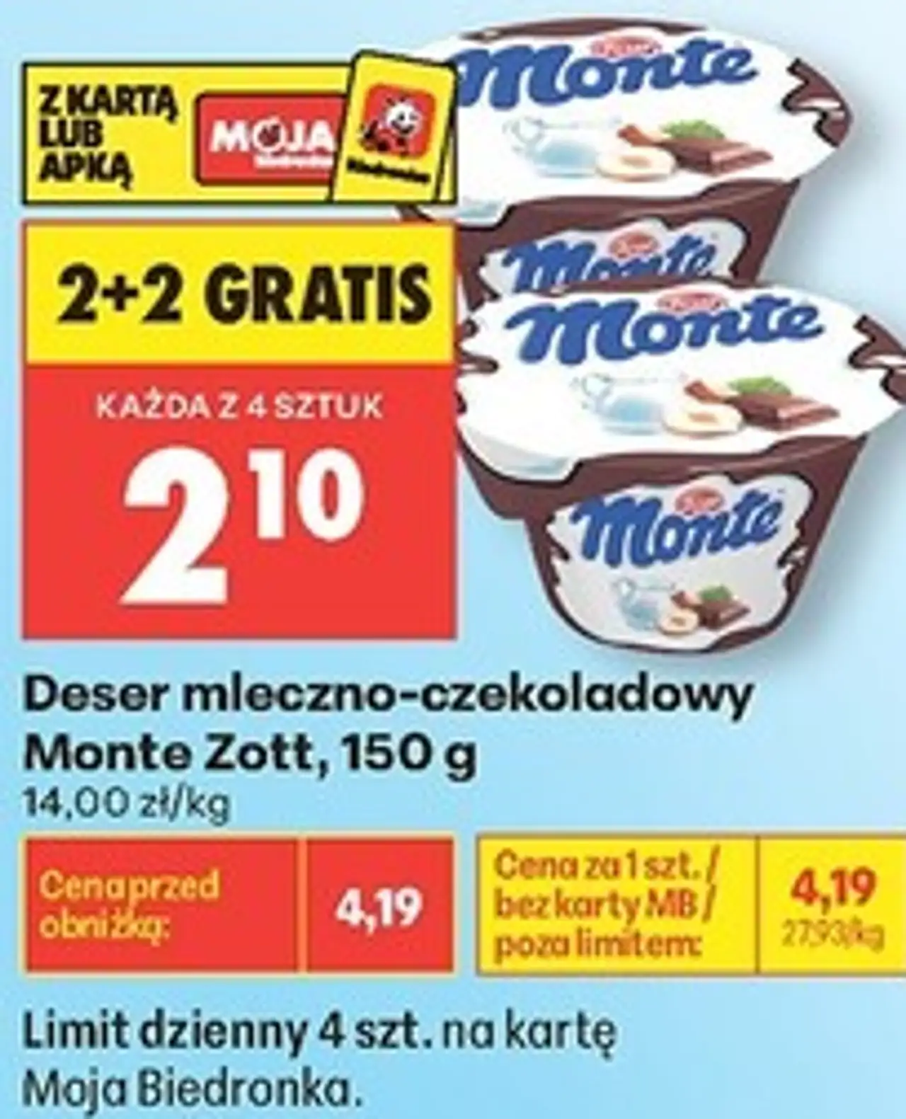 Deser mleczno-czekoladowy Monte Zott, 150 g