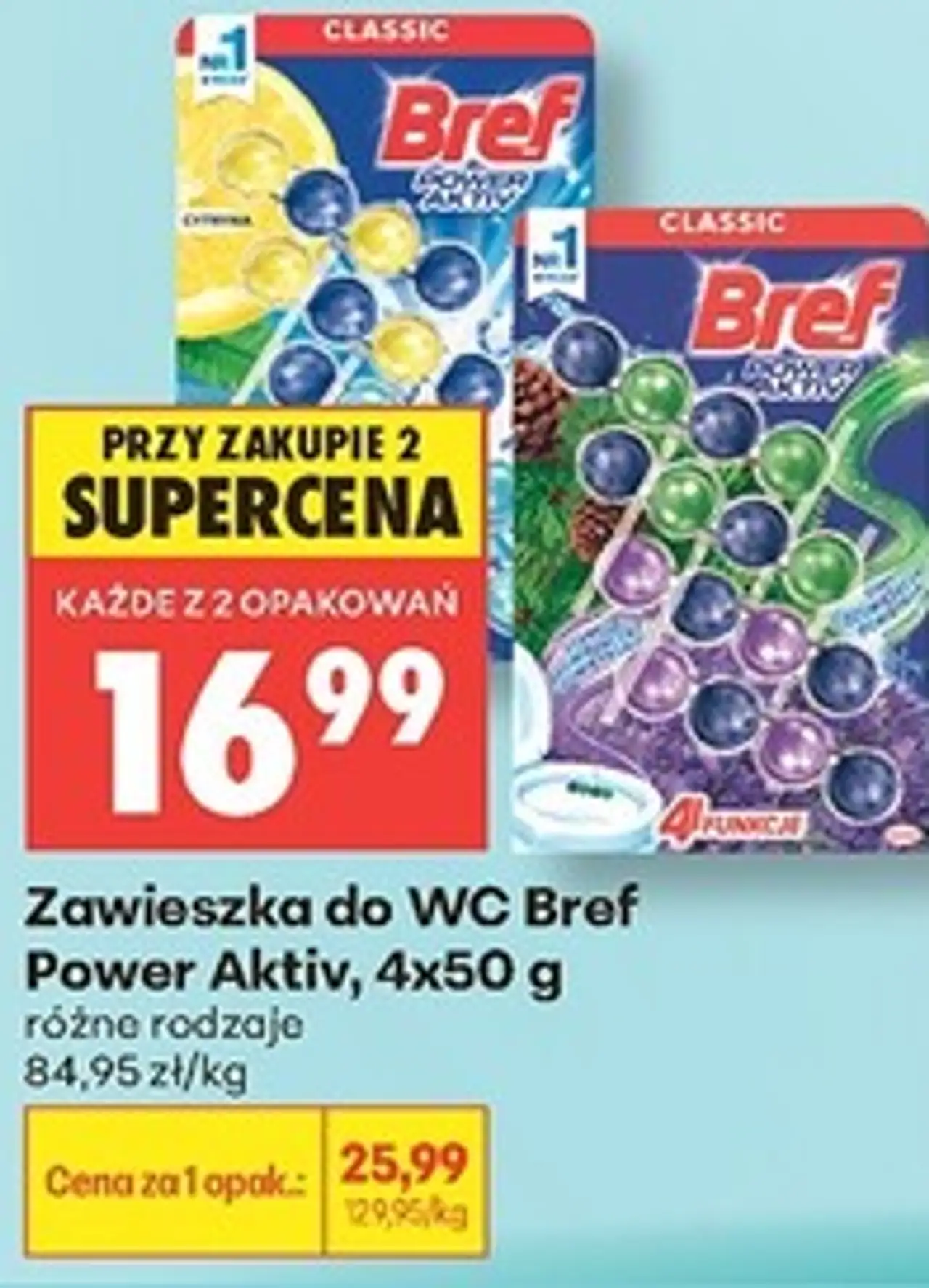Zawieszka do WC Bref Power Aktiv, 4x50 g