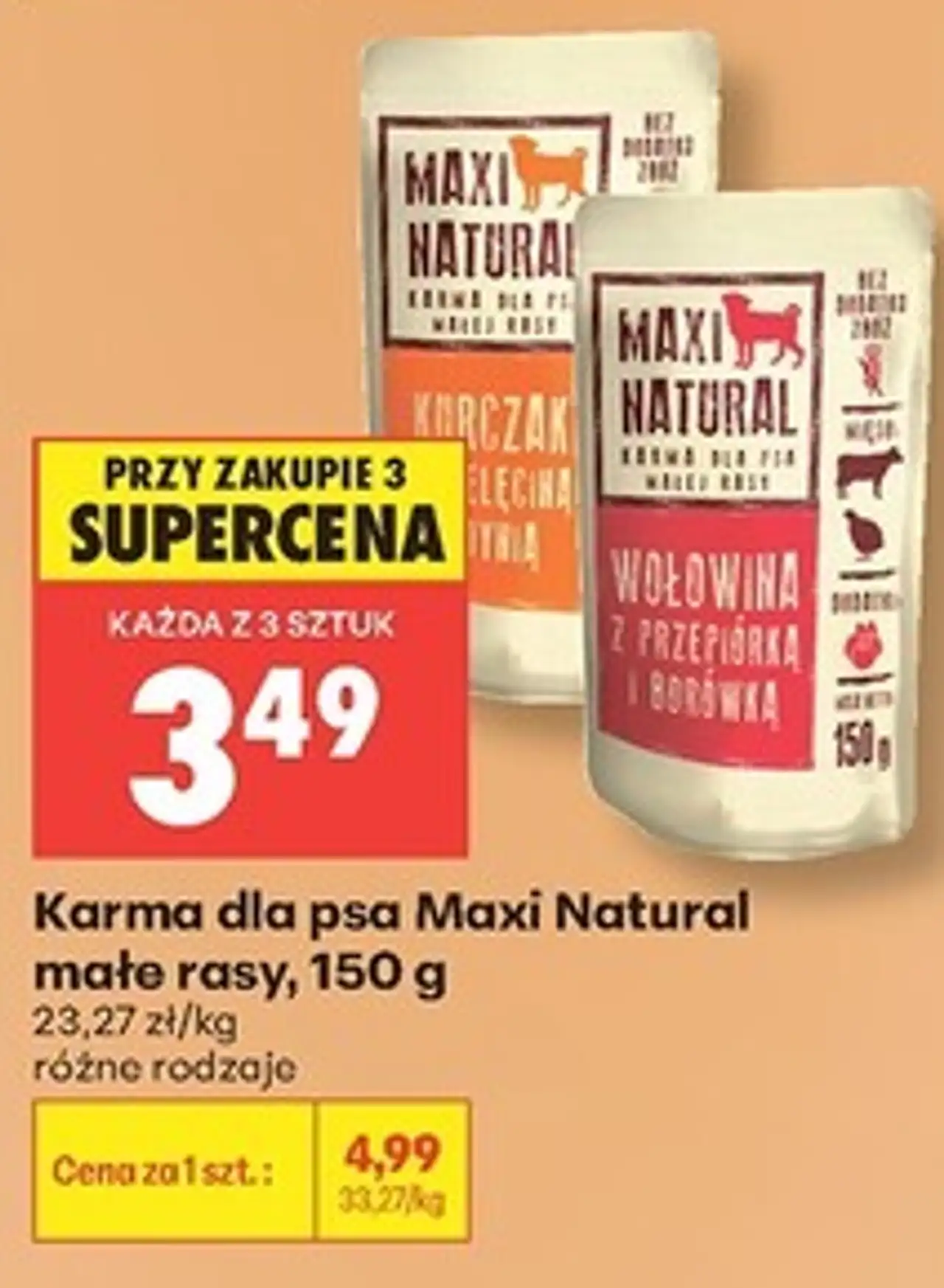 Karma dla psa Maxi Natural małe rasy, 150 g