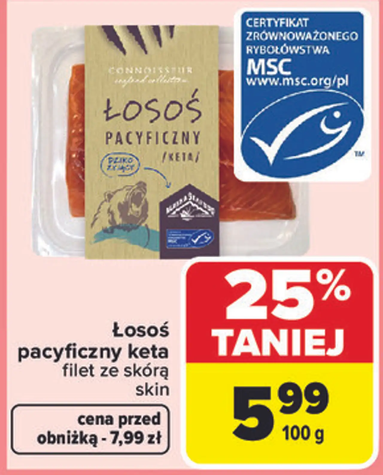 Łosoś pacyficzny keta filet ze skórą skin