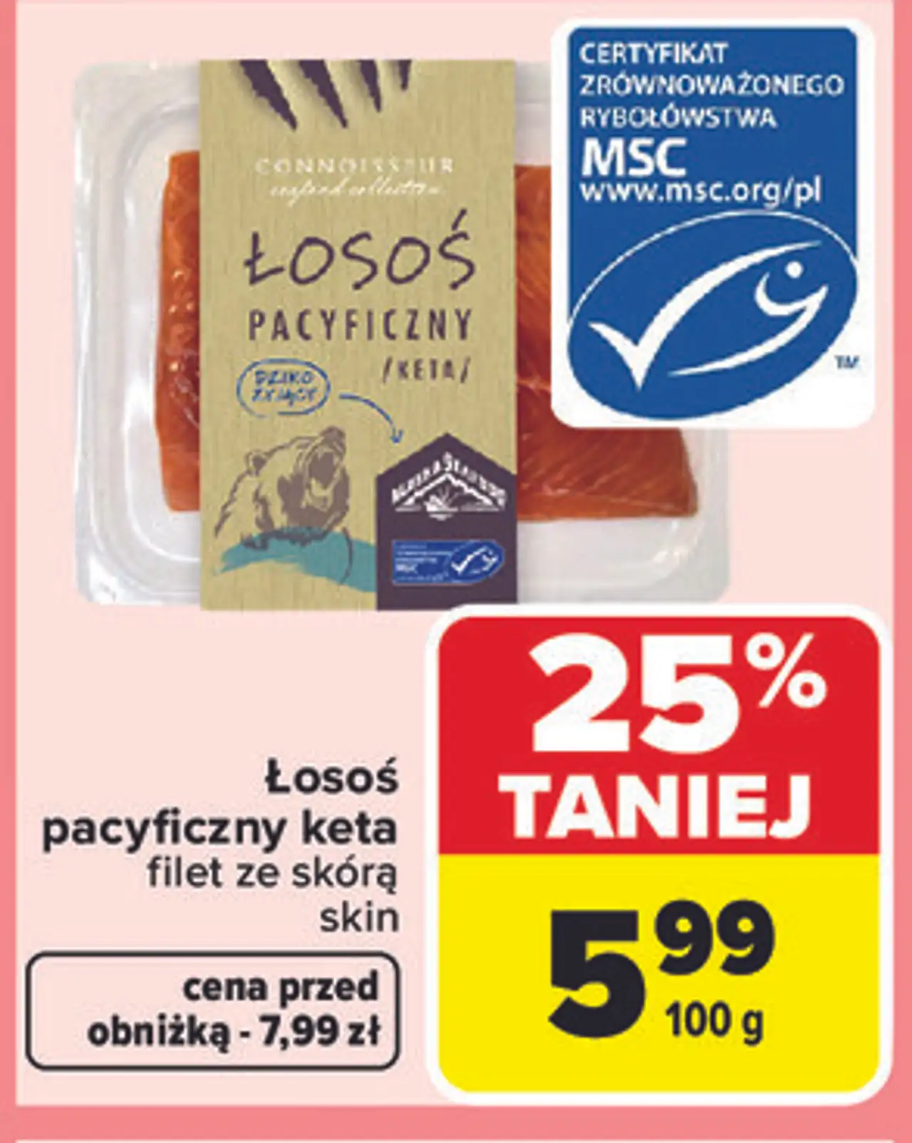 Łosoś pacyficzny keta filet ze skórą skin