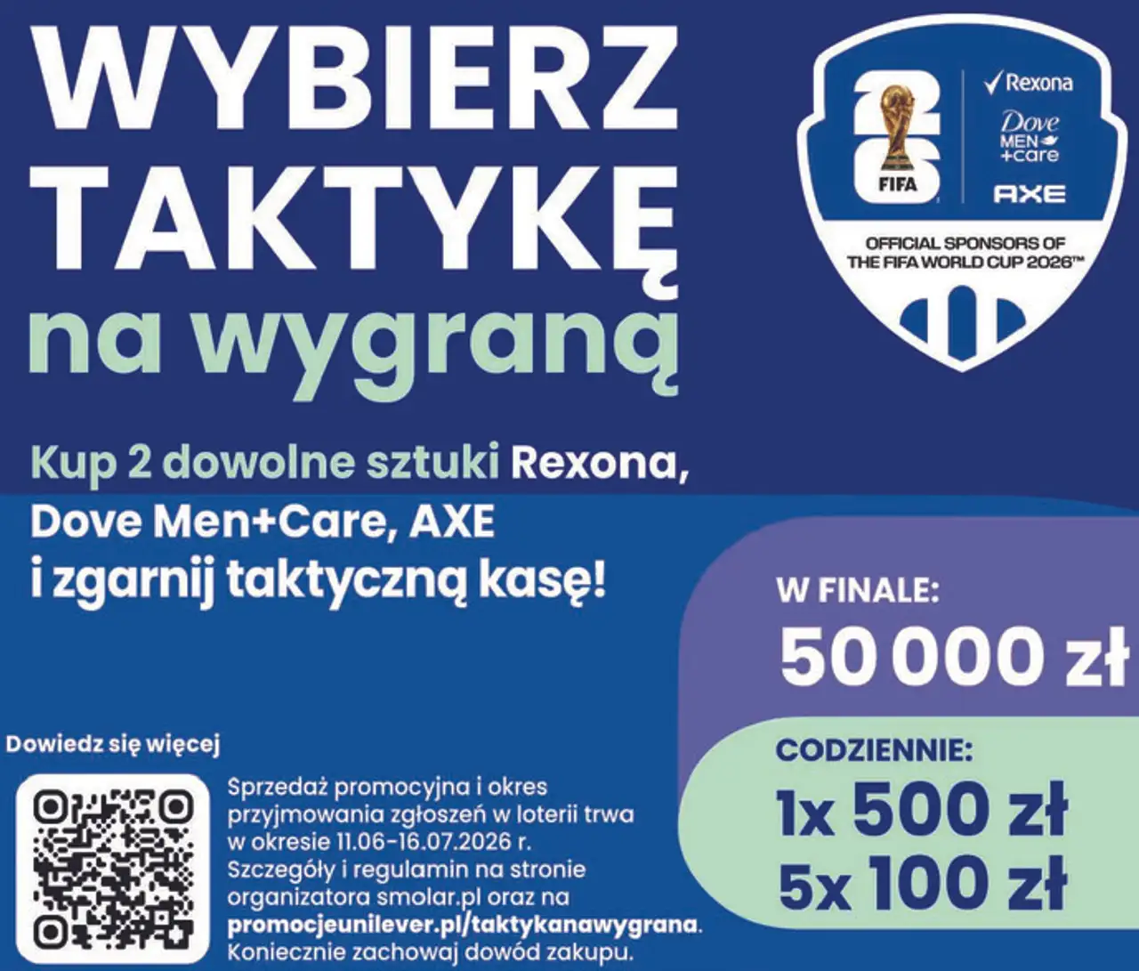 Loteria: Wybierz taktykę na wygraną - kup 2 produkty Rexona, Dove Men+Care, AXE
