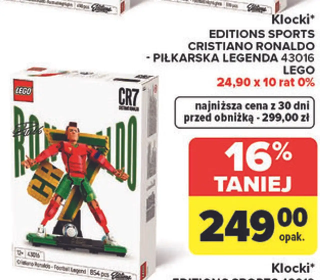 Klocki EDITIONS SPORTS CRISTIANO RONALDO - PIŁKARSKA LEGENDA 43016 LEGO
