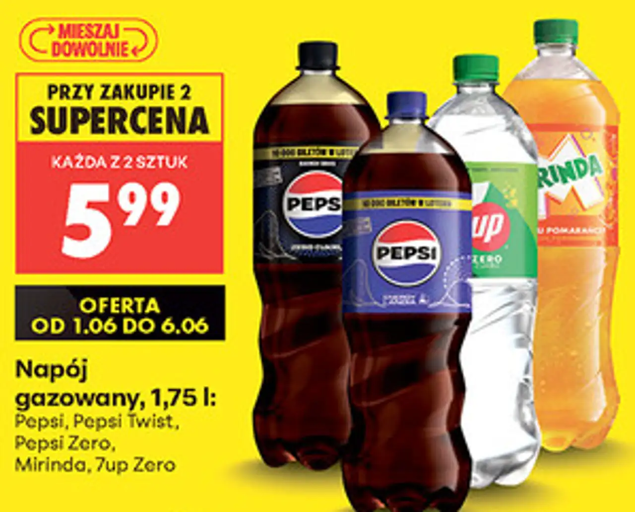 Napój gazowany Pepsi, Pepsi Twist, Pepsi Zero, Mirinda, 7up Zero