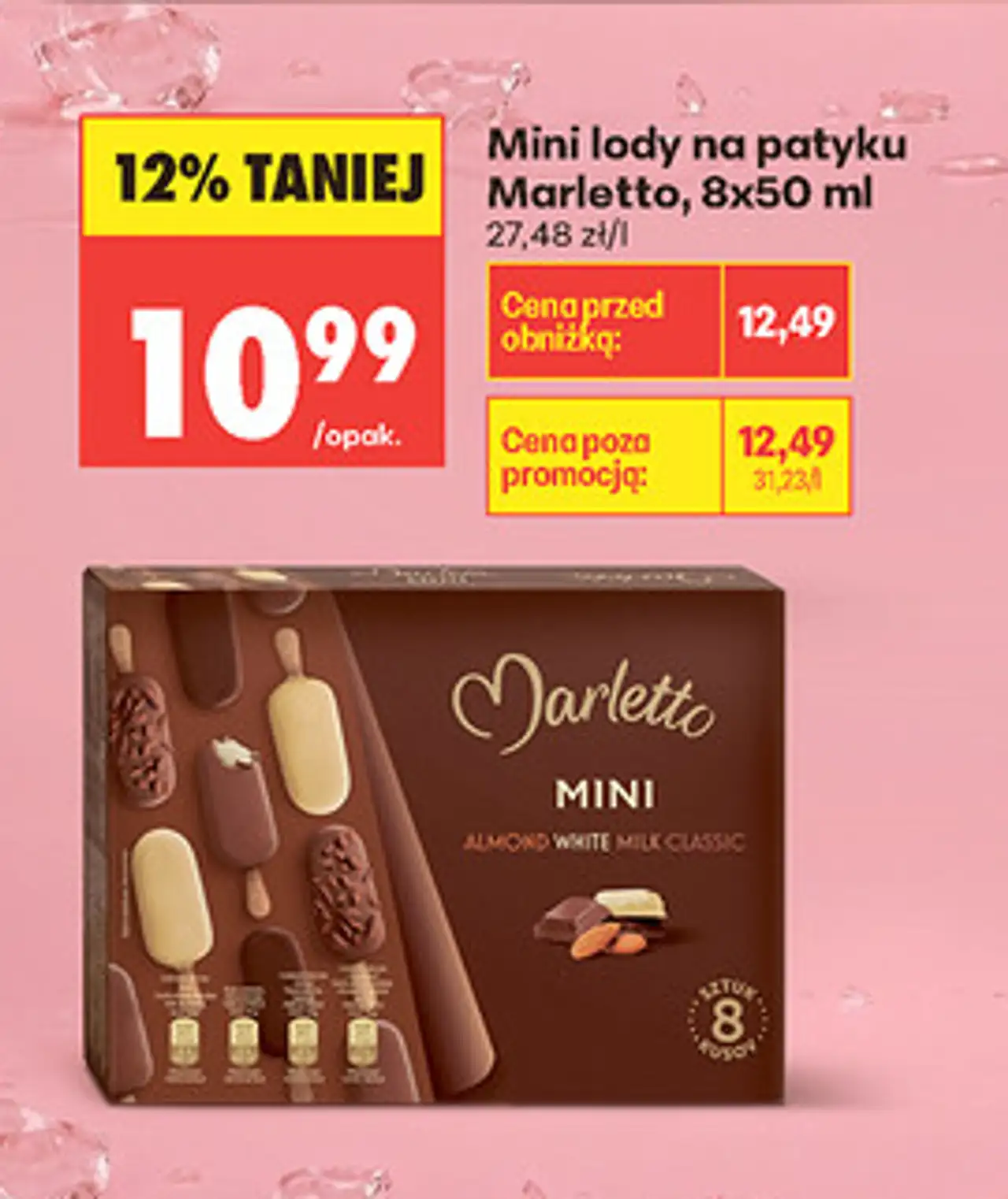 Mini lody na patyku Marletto, 8x50 ml