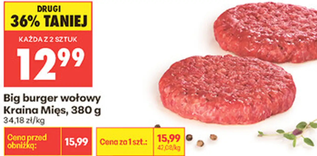 Big burger wołowy Kraina Mięs, 380 g