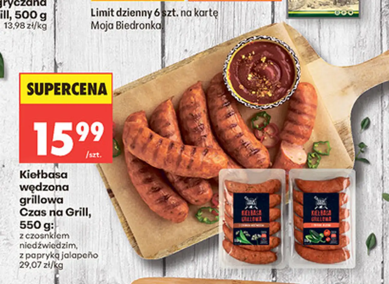 Kiełbasa wędzona grillowa Czas na Grill, 550 g