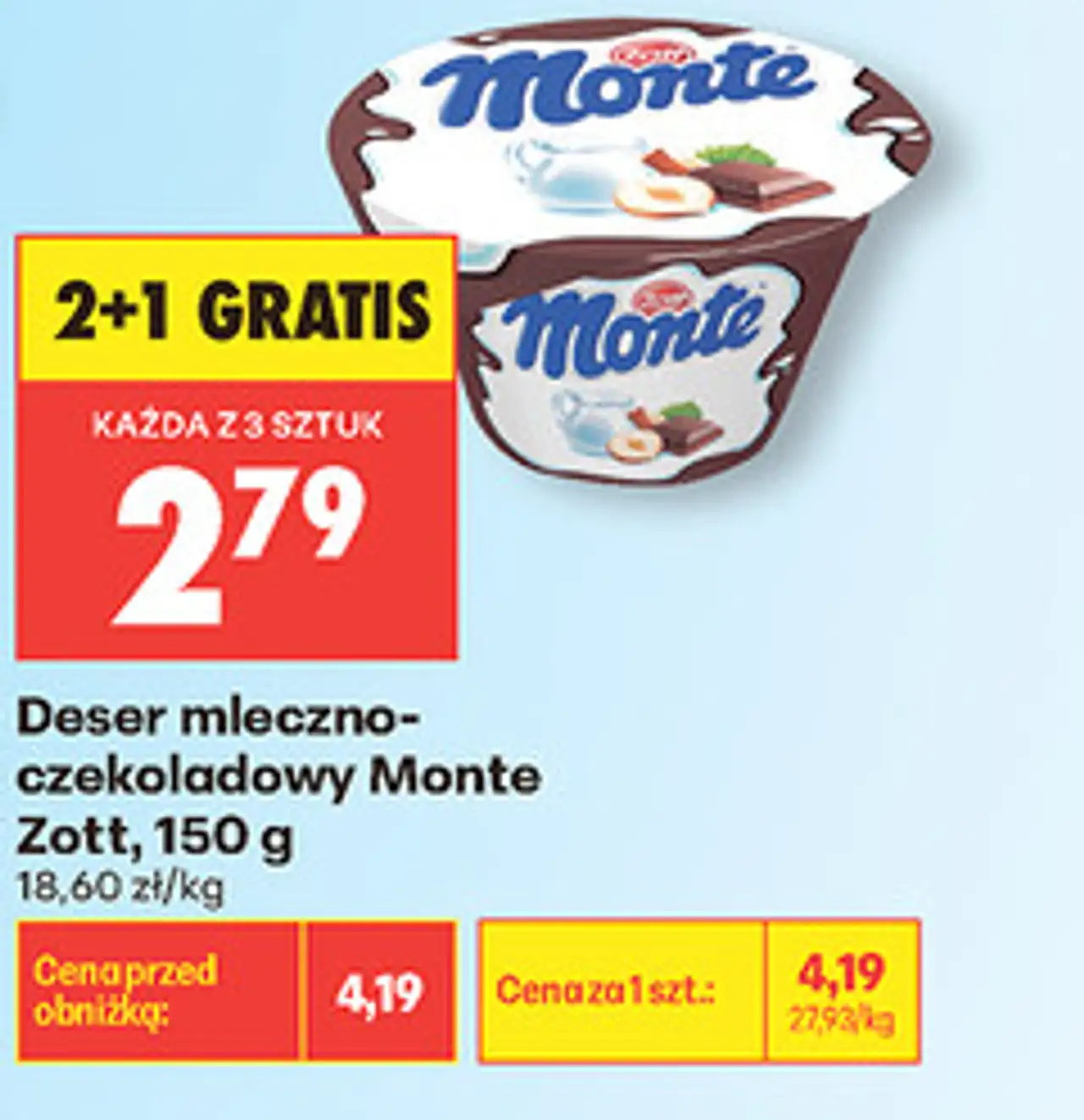 Deser mleczno-czekoladowy Monte Zott, 150 g