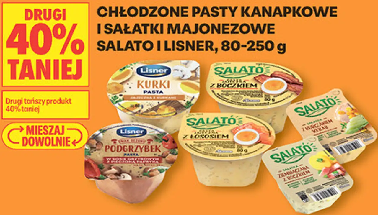 Chłodzone pasty kanapkowe i sałatki majonezowe Salato i Lisner