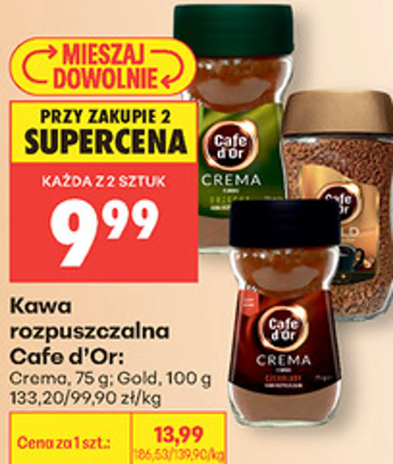 Kawa rozpuszczalna Cafe d'Or: Crema, 75 g; Gold, 100 g