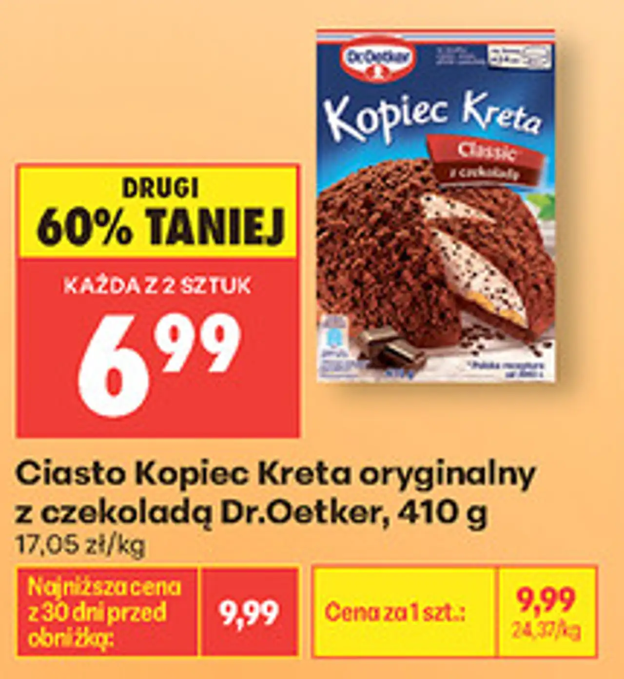 Ciasto Kopiec Kreta oryginalny z czekoladą Dr.Oetker, 410 g