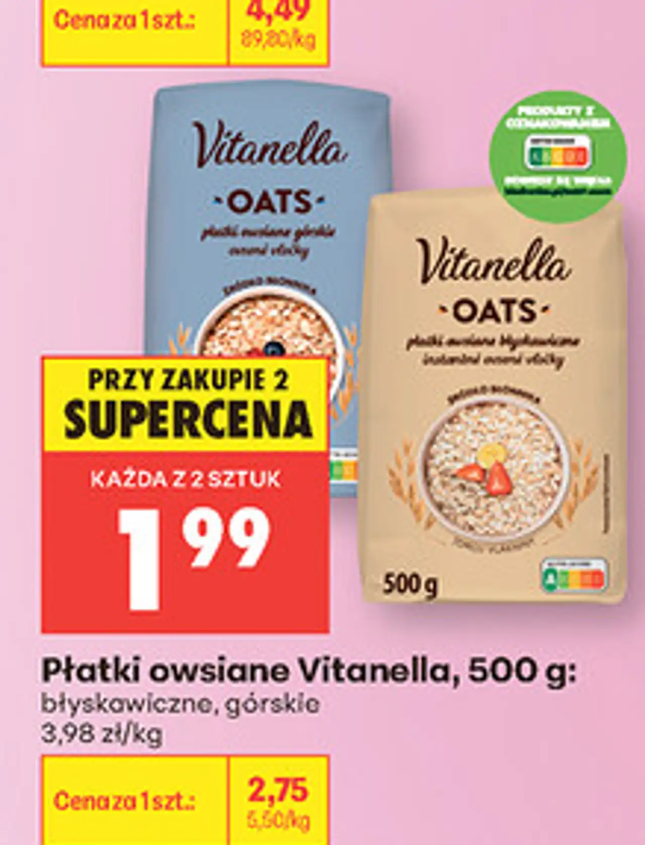 Płatki owsiane Vitanella, 500 g