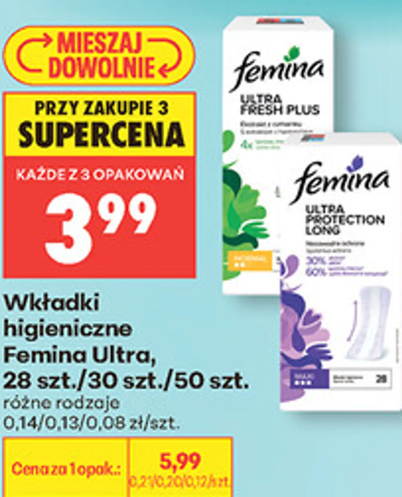 Wkładki higieniczne Femina Ultra, 28 szt./30 szt./50 szt.