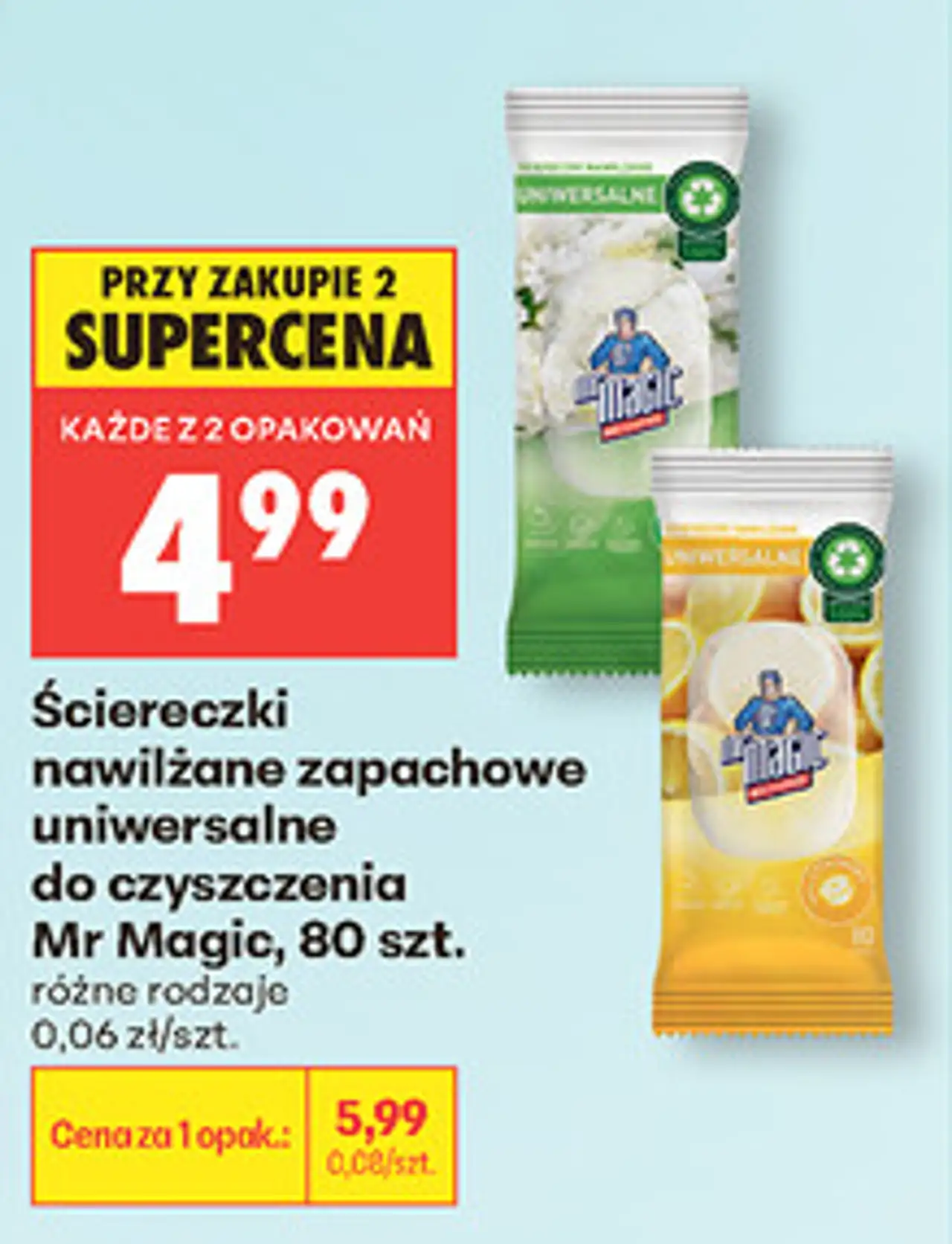 Ściereczki nawilżane zapachowe uniwersalne do czyszczenia Mr Magic