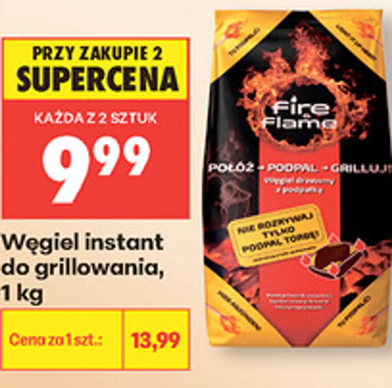 Węgiel instant do grillowania Fire & Flame