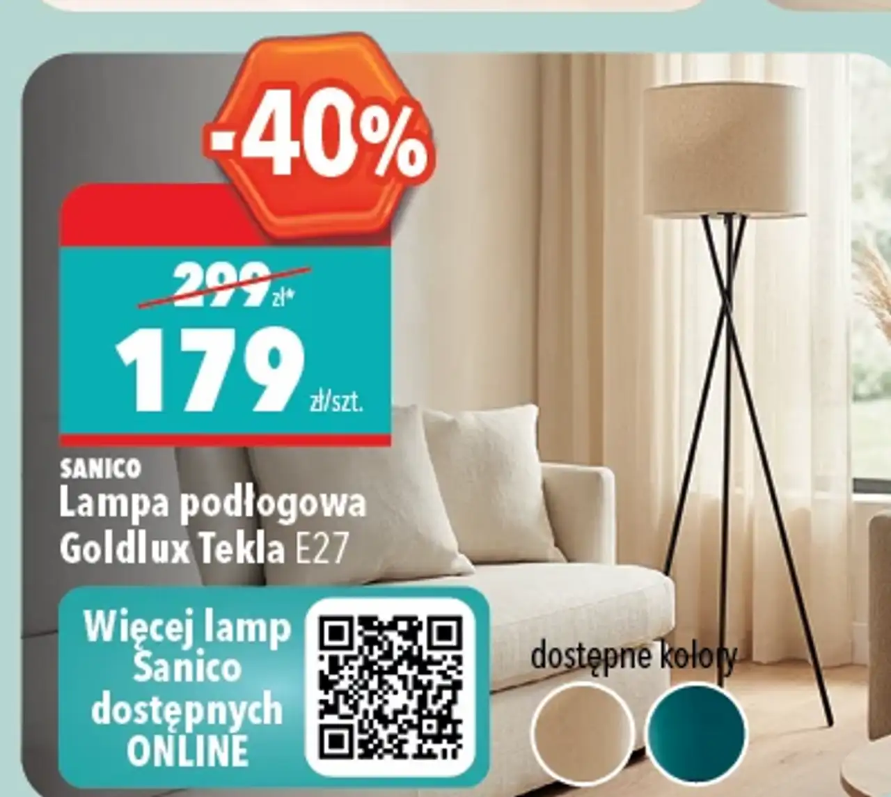 SANICO Lampa podłogowa Goldlux Tekla E27