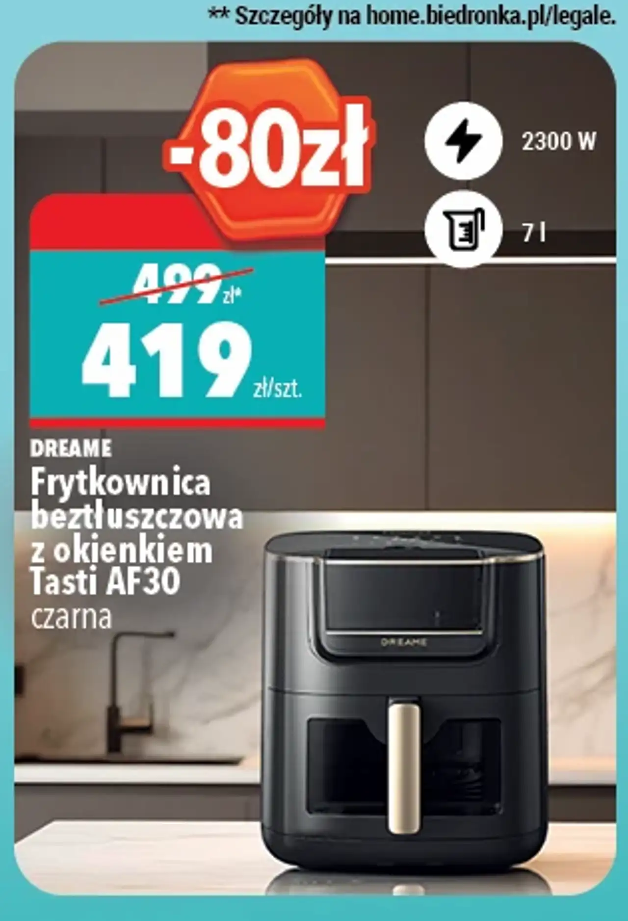 Dreame Frytkownica beztłuszczowa z okienkiem Tasti AF30 czarna