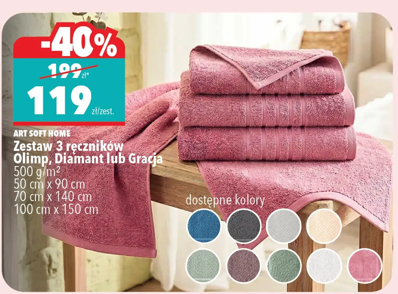 Zestaw 3 ręczników Olimp, Diamant lub Gracja Art Soft Home