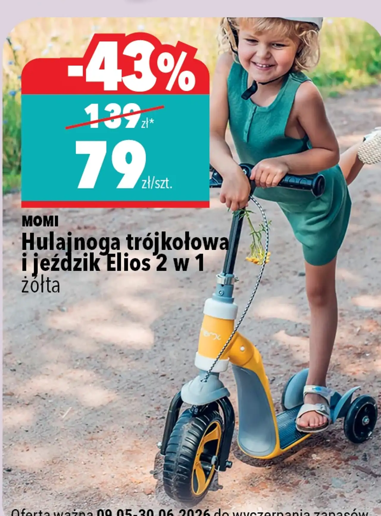 Momi Hulajnoga trójkołowa i jeździk Elios 2 w 1