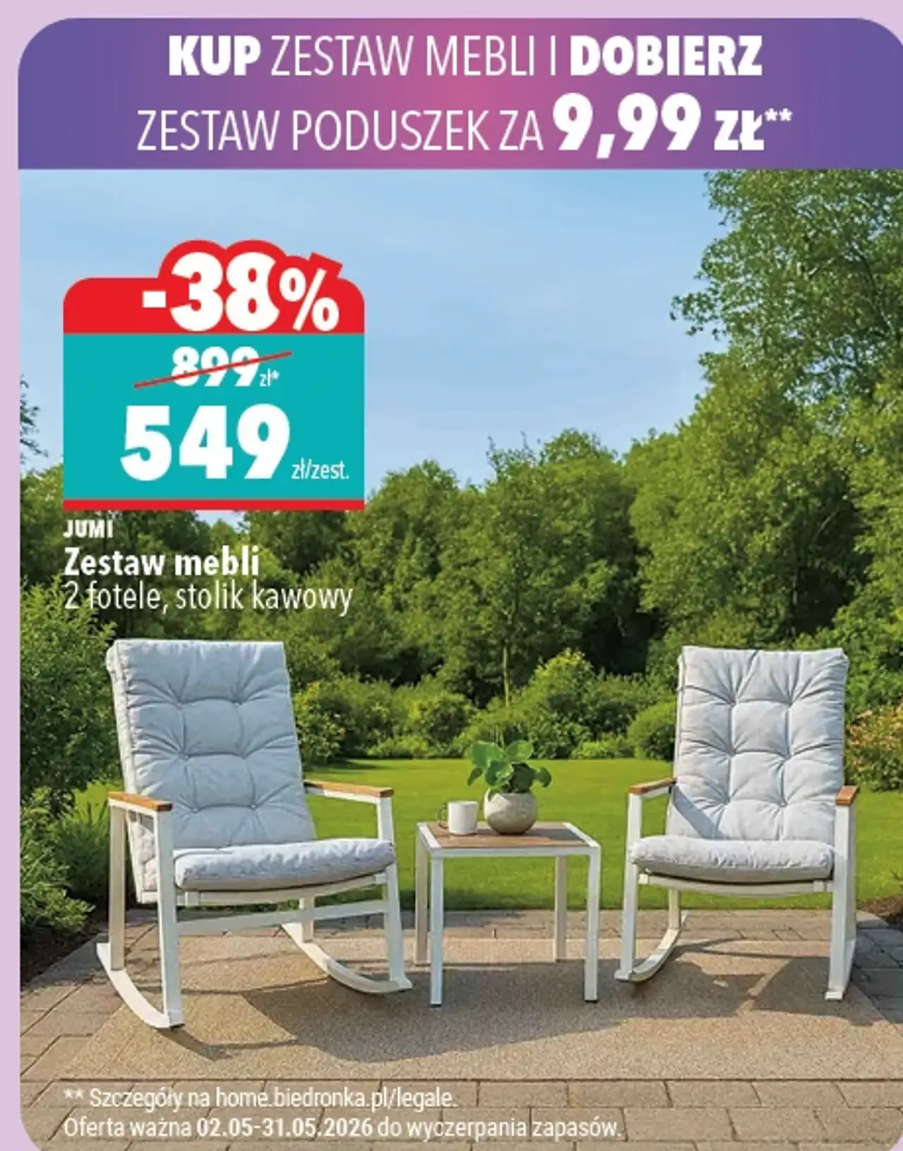 JUMI Zestaw mebli (2 fotele, stolik kawowy)