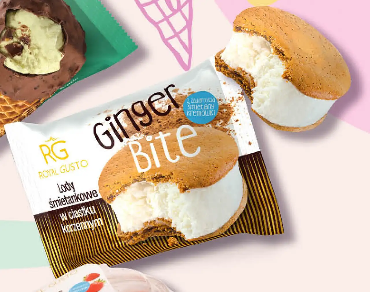 Lody śmietankowe w ciastku korzennym ROYAL GUSTO Ginger Bite