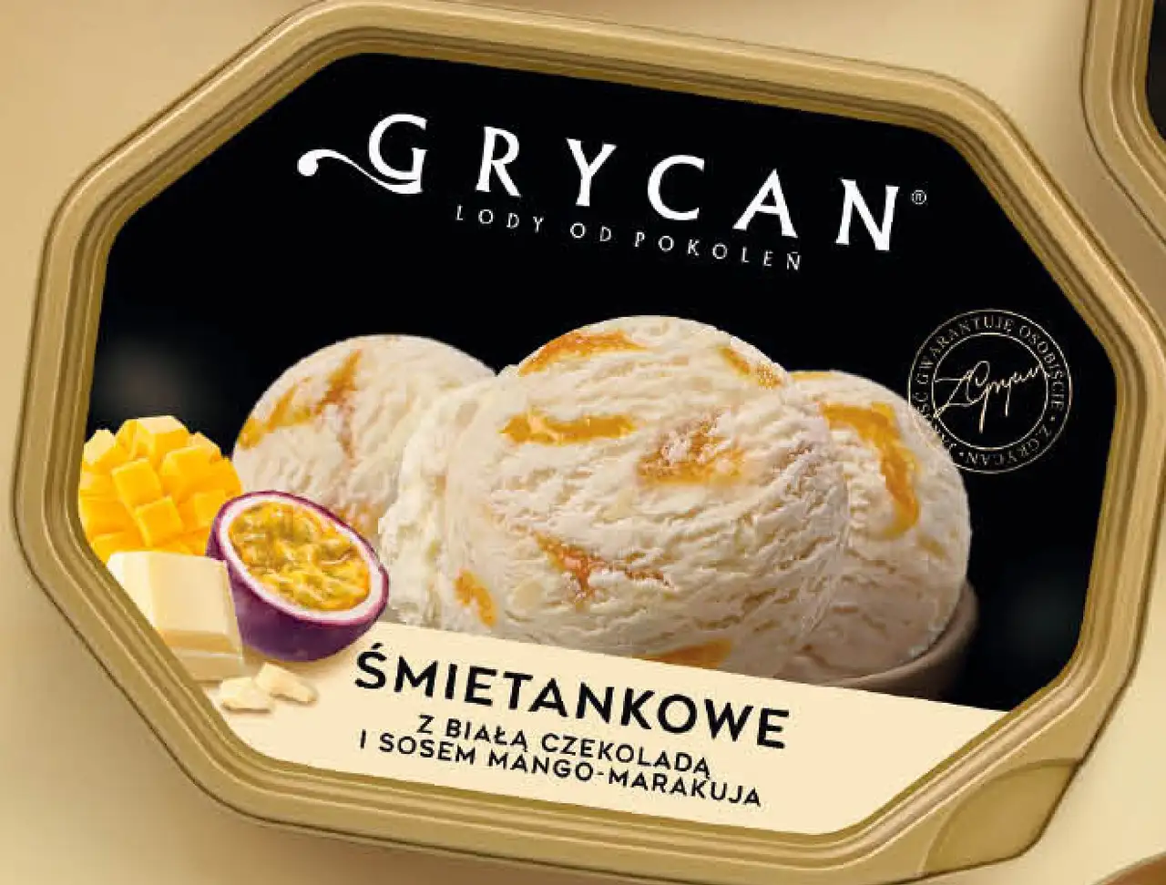 Lody Śmietankowe z białą czekoladą i sosem mango-marakuja Grycan