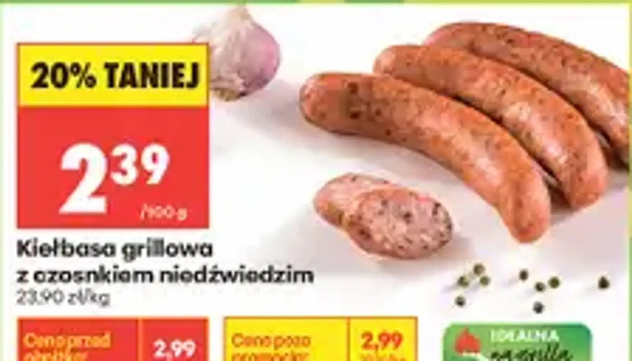 Kiełbasa grillowa z czosnkiem niedźwiedzim