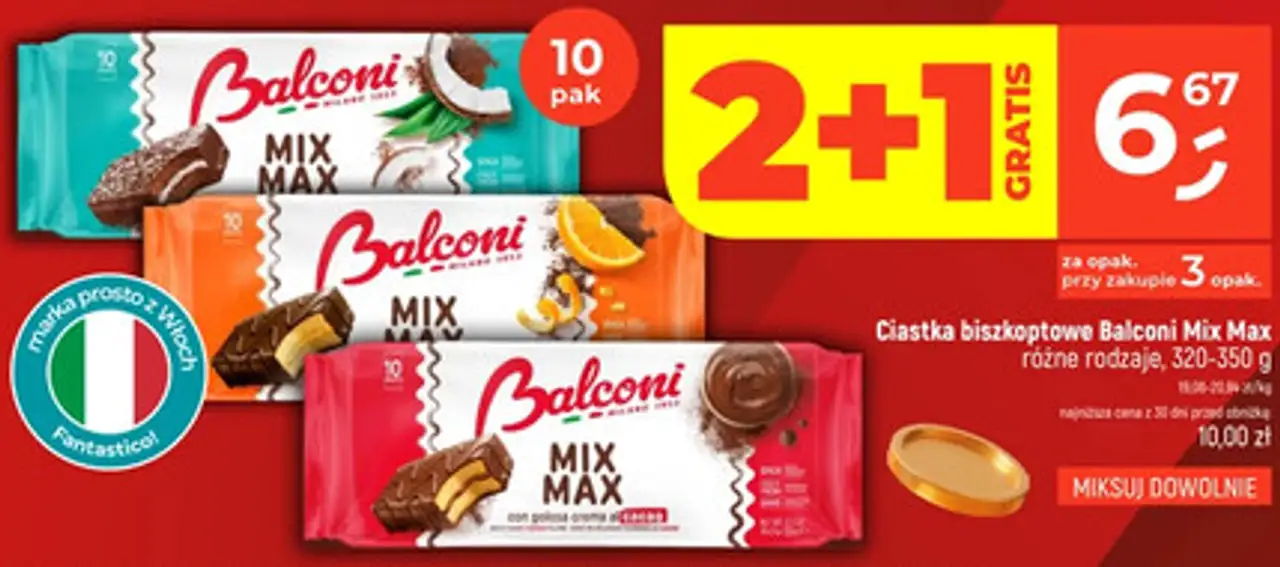 Ciastka biszkoptowe Balconi Mix Max różne rodzaje, 320-350 g
