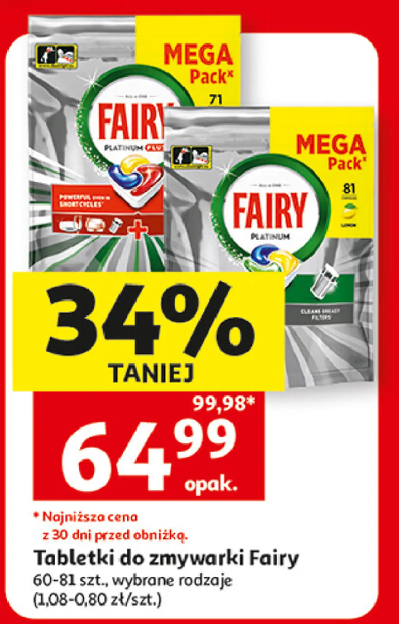 Kapsułki do zmywarki lemon Fairy Platinum