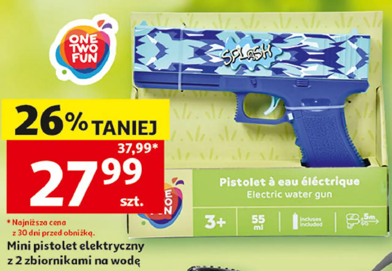 Mini pistolet elektryczny z 2 zbiornikami na wodę