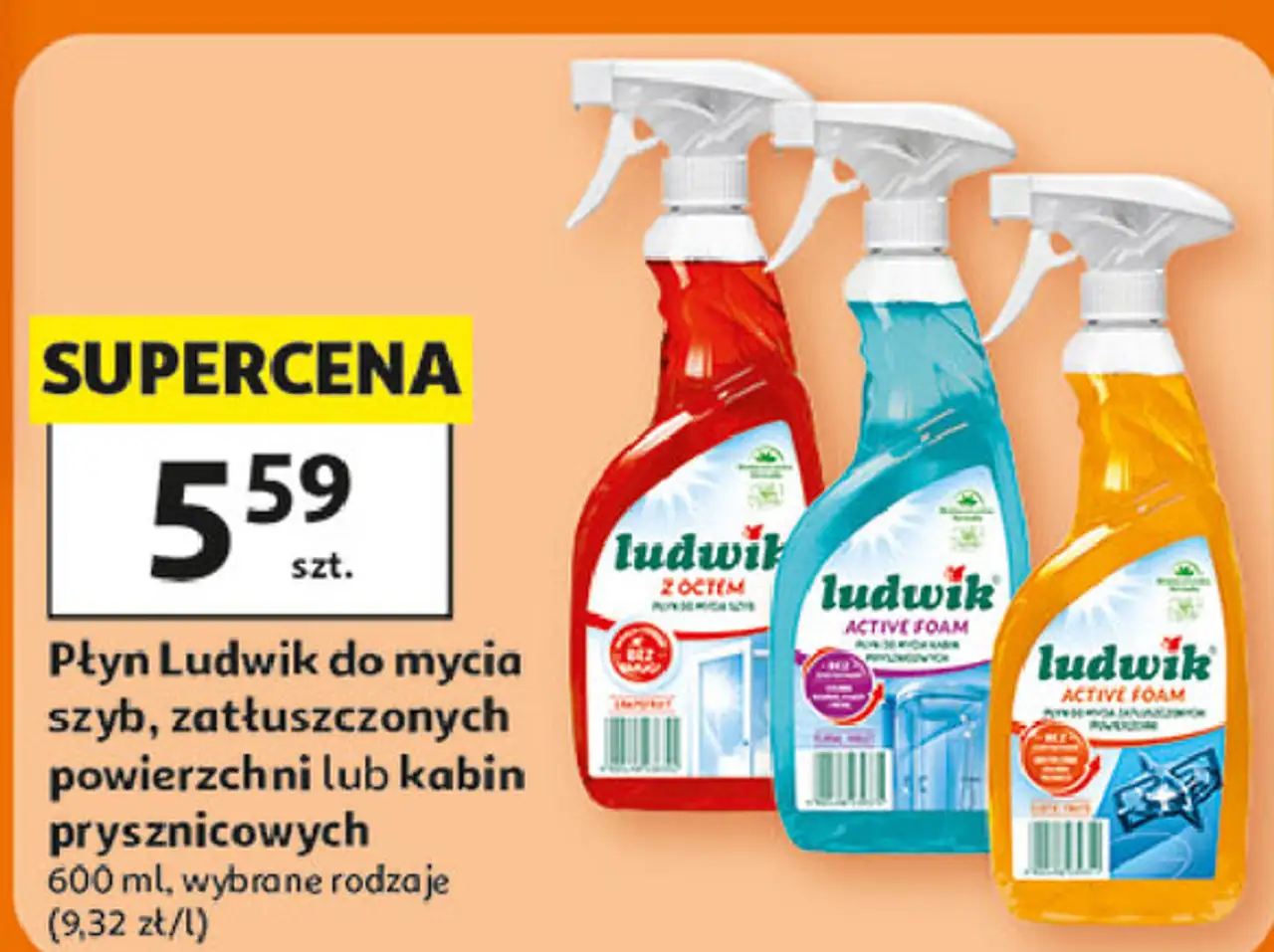 Płyn Ludwik do mycia szyb, zatłuszczonych powierzchni lub kabin prysznicowych