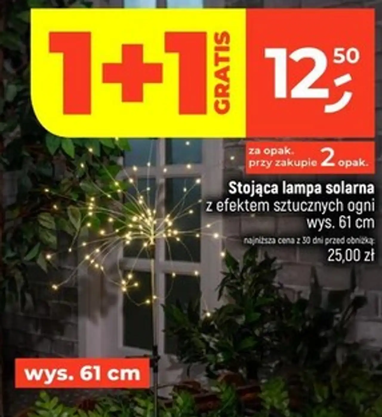 Stojąca lampa solarna z efektem sztucznych ogni wys. 61 cm