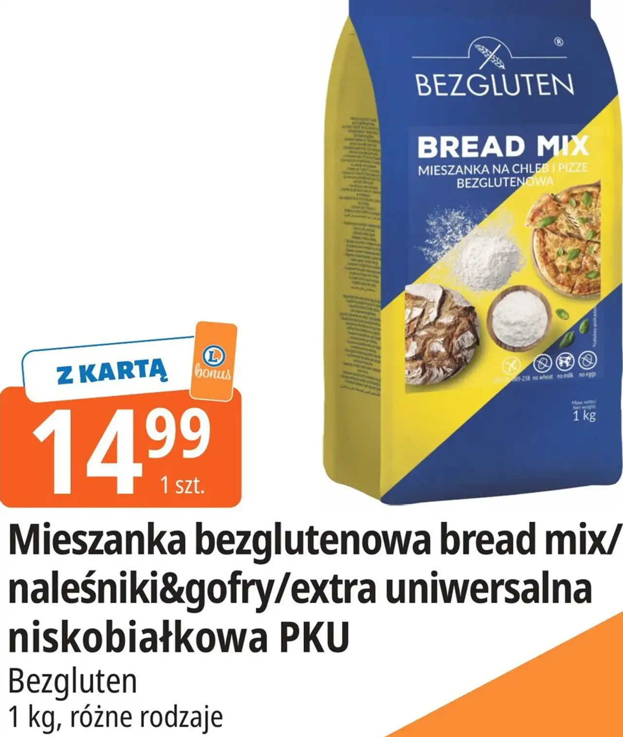Mieszanka bezglutenowa bread mix/naleśniki&gofry/extra uniwersalna niskobiałkowa PKU Bezgluten