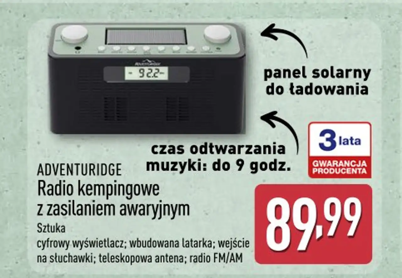 ADVENTURIDGE Radio kempingowe z zasilaniem awaryjnym