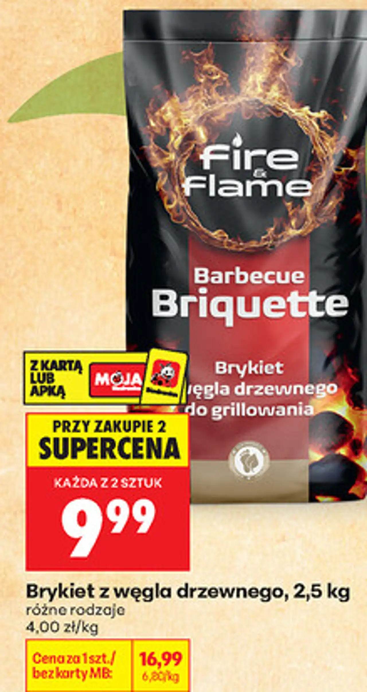 Fire & Flame Brykiet z węgla drzewnego, 2,5 kg